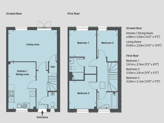 Floor plan, 3 bedroom house  - artist's impression subject to change